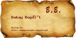 Bakay Bogát névjegykártya